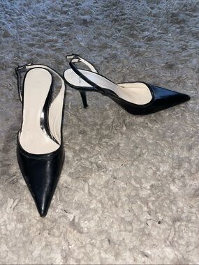 Zara Black Pointed Slingback Heels